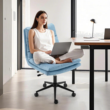 YODOLLA Armless Office Chair Wide Seat, Height Adjustable Computer Swivel Vanity Chairs
