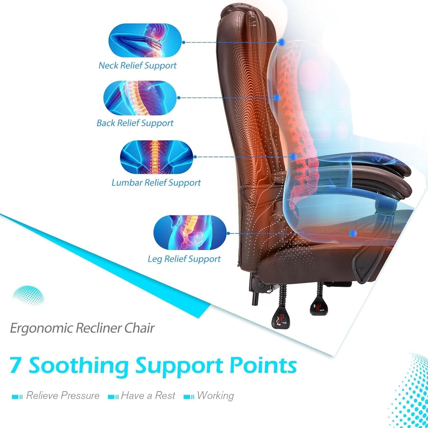 YODOLLA Office Chair with Footrest, Desk Chairs For Home With Back Support