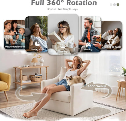 YODOLLA Swivel Armchair Cuddle Sofa Chair Fabric Snuggle Rocker Chairs