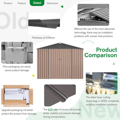 YODOLLA 6x8ft Outdoor Storage Shed
