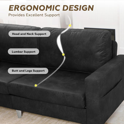 YODOLLA 3 Seater Sofa Faux Leathe rModern Sofa Couch