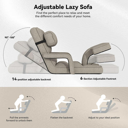 YODOLLA Folding Floor Chair, Small Sofa with Back Support