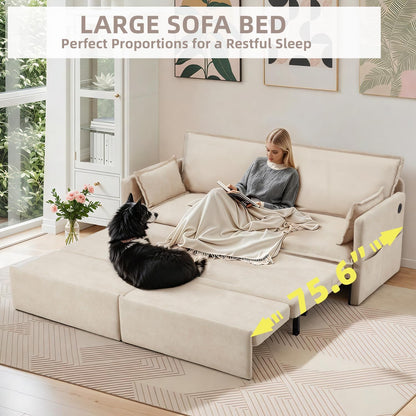 YODOLLA 4 in 1 Sofa Bed Queen, 72" Pull Out Couch Sleeper Sofa Bed