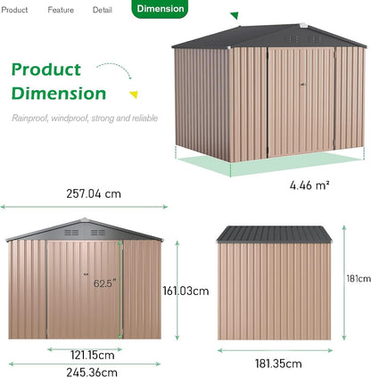 YODOLLA 6x8ft Outdoor Storage Shed