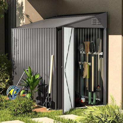 YODOLLA Outdoor Lean to Storage, 1.2m × 2.1m Metal Shed