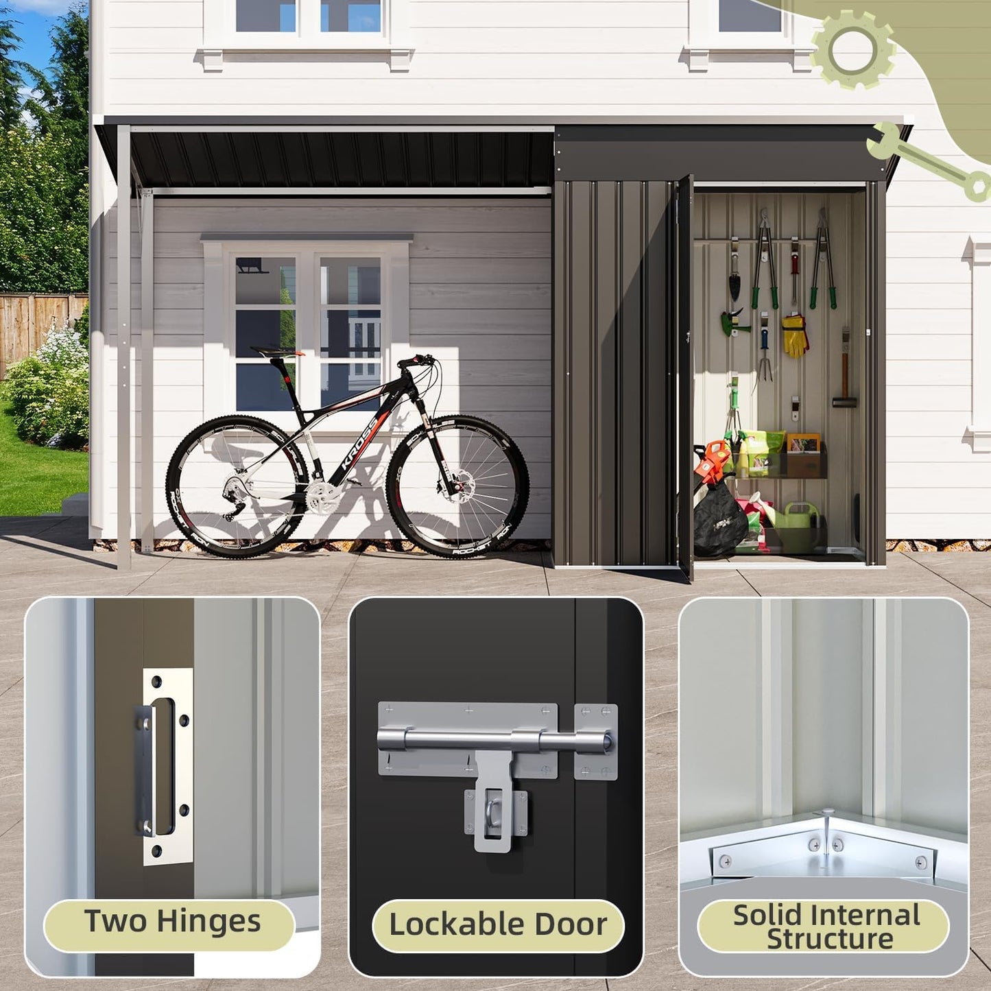 YODOLLA Garden Shed With Gazebo, Open-Sided Storage Shed