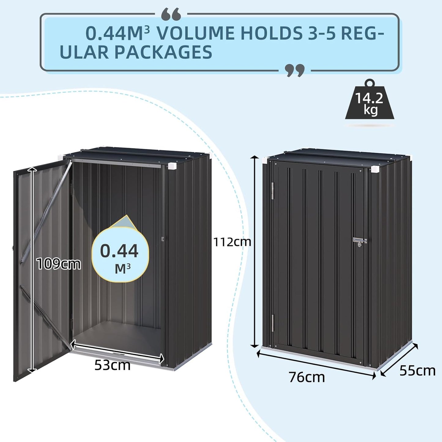 YODOLLA 144 x 76 x 55 cm Garden Cabinet with Adjustable Shelves & Double Doors