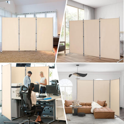 YODOLLA 260CM 3-Panel Room Divider, Wall Divider Movable Partition
