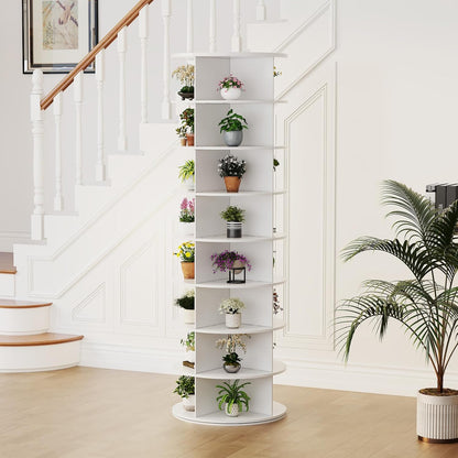 YODOLLA 8 Tier Rotating Shoe Rack, Shoe Tower Organizer, White