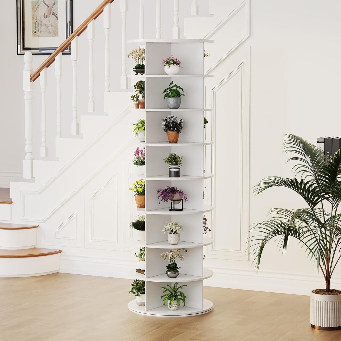 YODOLLA 8 Tier Rotating Shoe Rack, Shoe Tower Organizer, White