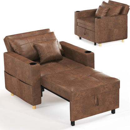 YODOLLA 3-in-1 Sleeper Sofa Bed, 192cm Convertible Single Sofa, Adjustable Armchair