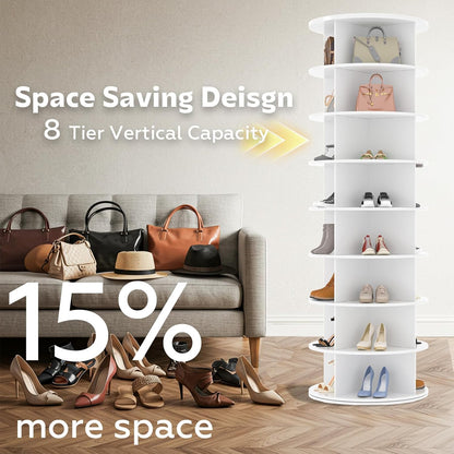 YODOLLA 8 Tier Rotating Shoe Rack, Shoe Tower Organizer, White