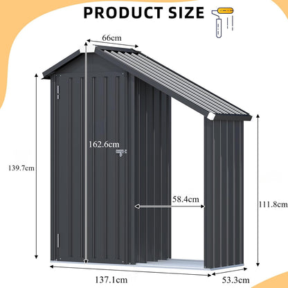 YODOLLA Outdoor Tall Garden Storage Box with Double Door, Grey