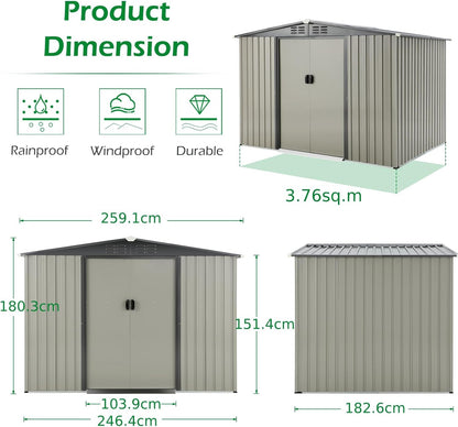 YODOLLA Outdoor Storage Shed, Bike Tool Garden Metal Sheds with Sliding Door