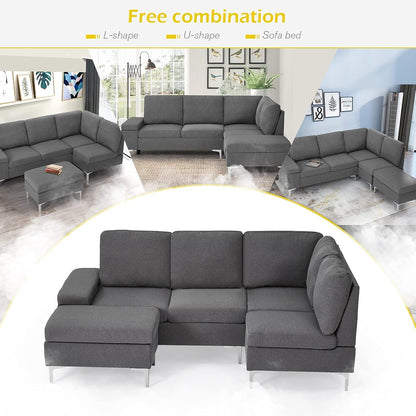YODOLLA Corner Sofa with Storage, 217cm L Shaped 4 Seater Corner Sofa Couch