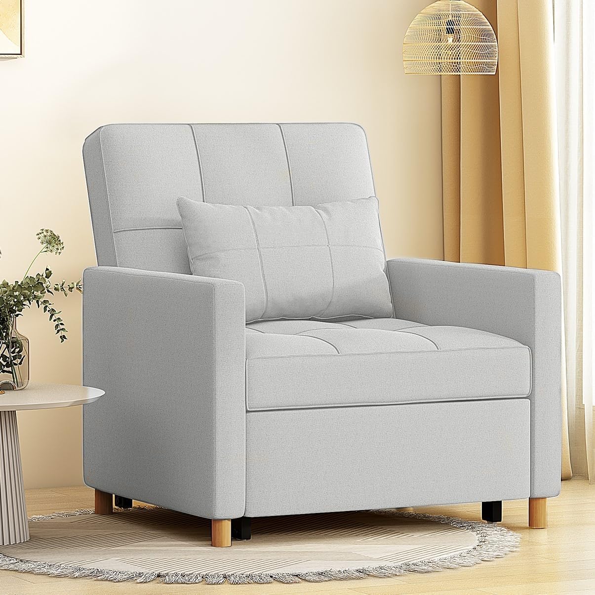 YODOLLA 175cm Single Sofa Bed Chair,3-in-1 Sleeper Armchair Convertible