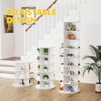 YODOLLA 8 Tier Rotating Shoe Rack, Shoe Tower Organizer, White