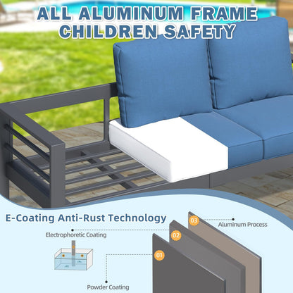 YODOLLA 7-Piece Aluminium Garden Furniture Set, 9 Seater Conversational Corner Sofa