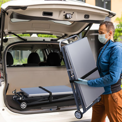 YODOLLA Foldable Stainless Pizza Oven Table,Three-Shelf Garden Food Trolley