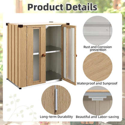 YODOLLA Garden Storage Box Shed Small, Metal Cabinet Cupboard