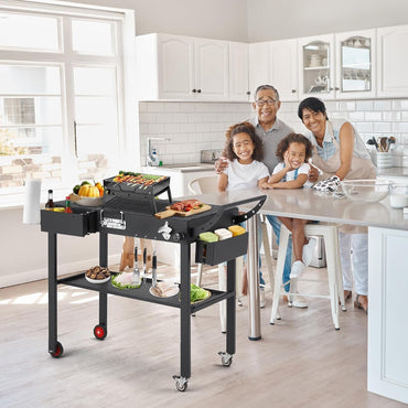 YODOLLA Foldable Pizza Oven Stand, Grill Cart Trolley on Wheels & Handle