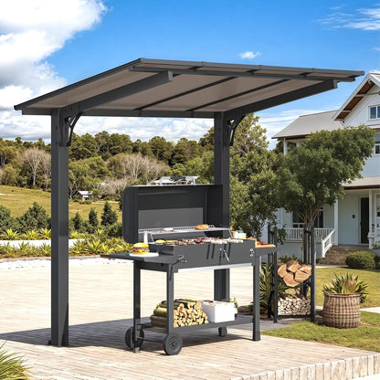 YODOLLA 2.4x1.5m Freestanding Hardtop Lean to Gazebo Pergola for Patio