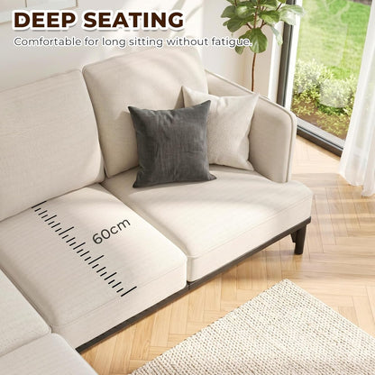 YODOLLA  L-Shaped 3-Seater Sofa 191cm Fabric Sofa with Chaise Ottoman