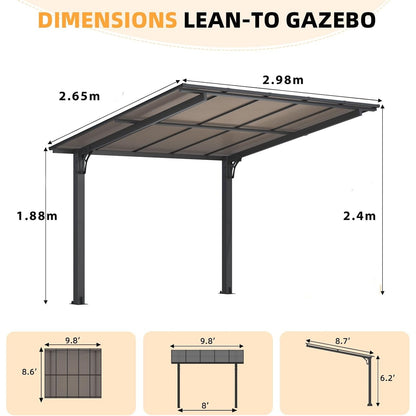 YODOLLA Metal Hardtop Gazebo, Waterproof Aluminium Pergola, Freestanding BBQ Shelter & Carport