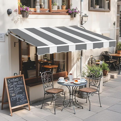 YODOLLA 305 × 244 cm Retractable Manual Awning, Folding Awning with Hand Crank Patio