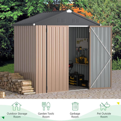 YODOLLA Outdoor Storage Shed, Bike Tool Garden Metal Sheds With Lockable Door
