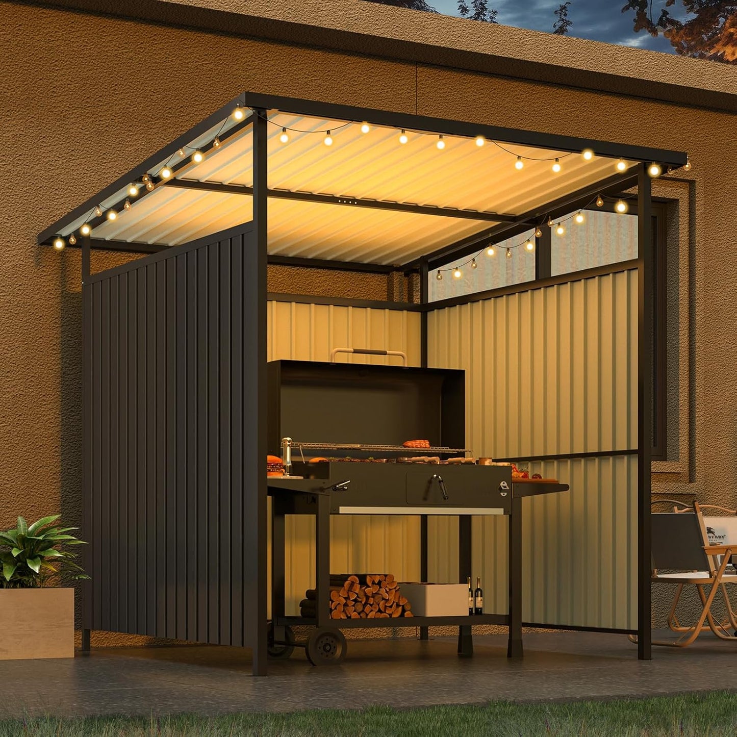 YODOLLA 2 x 2.2m Hardtop Grill Gazebo, Outdoor Pergola for Patio