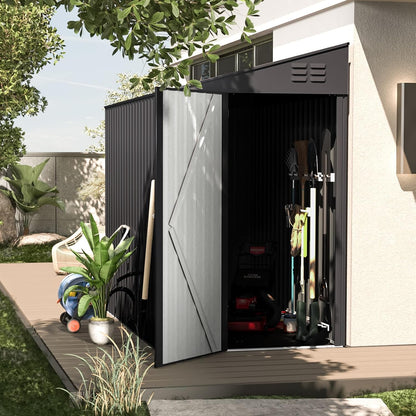 YODOLLA Outdoor Lean to Storage, 1.2m × 2.1m Metal Shed