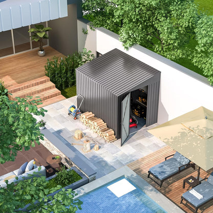 YODOLLA 182x245x203 cm Lean to Storage Metal Garden Shed