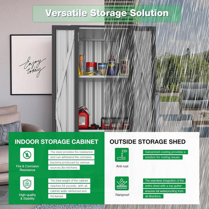 YODOLLA Outdoor Tall Garden Storage Box with 3 Adjustable Shelves
