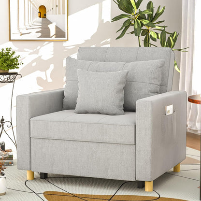 YODOLLA 3-in-1 Sleeper Sofa Bed, 192cm Convertible Single Sofa, Adjustable Armchair