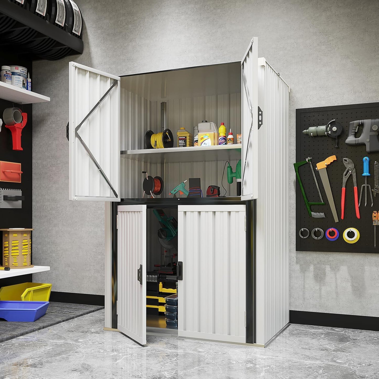 YODOLLA Outdoor Tall Storage Garden Cabinet Shed with Adjustable Shelves