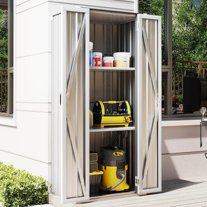 YODOLLA Outdoor Tall Garden Storage Box with 3 Adjustable Shelves