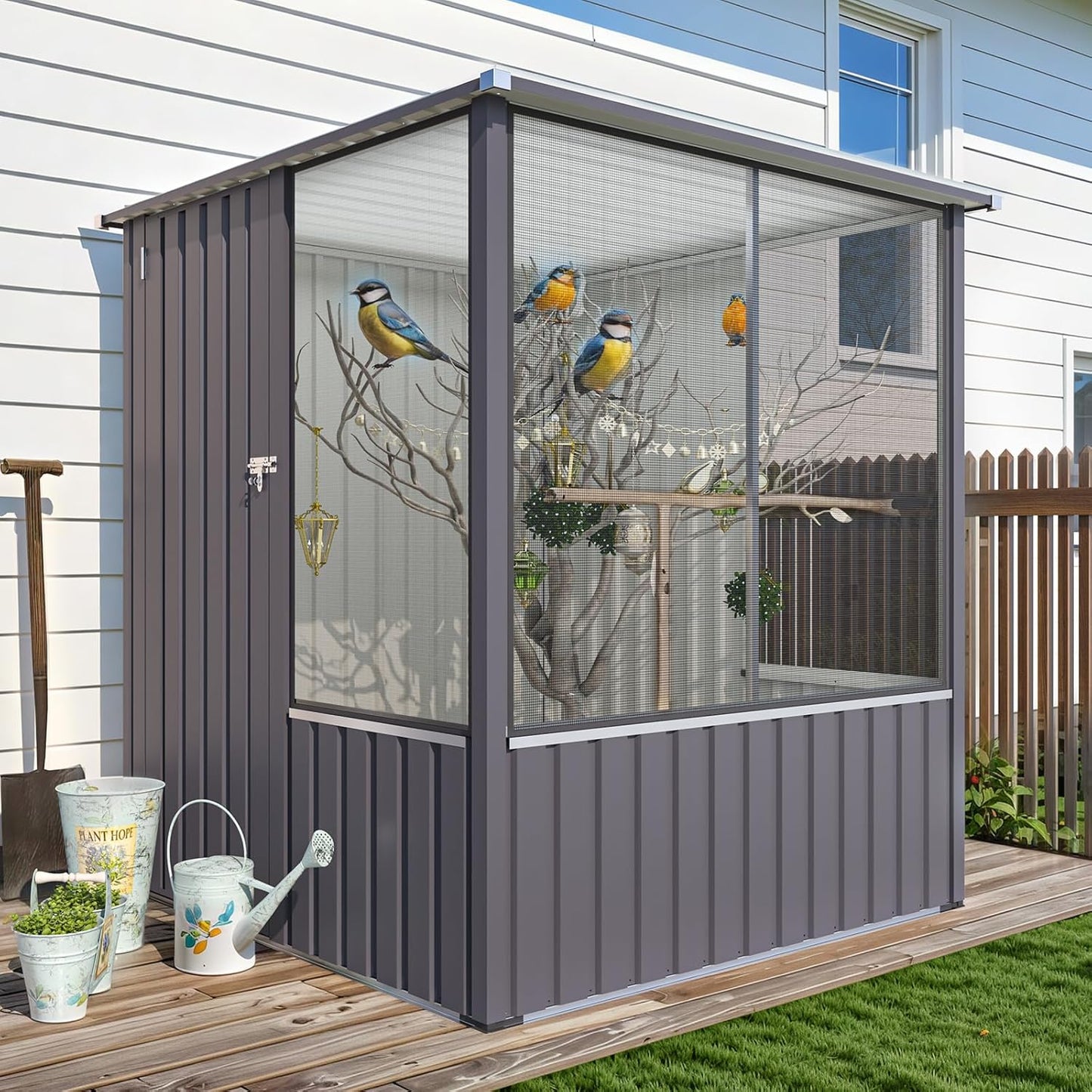 YODOLLA 5x5ft Metal Garden Shed Outdoor Storage with Mesh Window