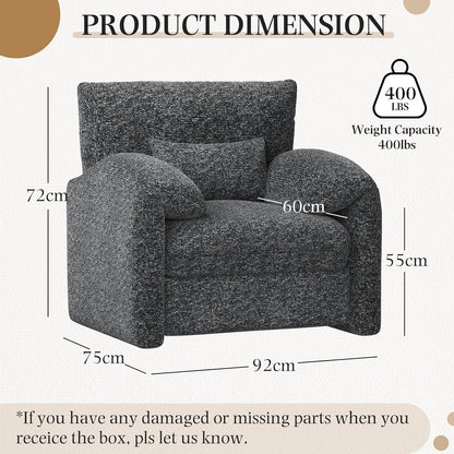YODOLLA Armchair Sofa, Large Single Sofa Padded Seat with Lumbar Pillow