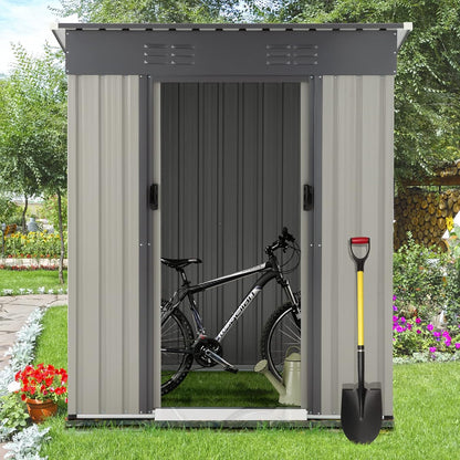 YODOLLA Outdoor Storage Shed, Bike Tool Garden Metal Sheds with Sliding Door