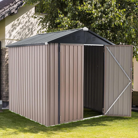 YODOLLA 6x6ft Outdoor Storage Shed, Bike Tool Garden Metal Sheds