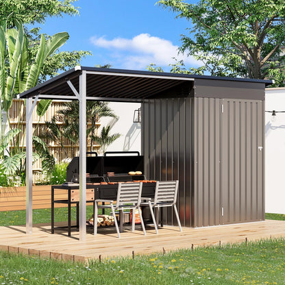 YODOLLA Garden Shed With Gazebo, Open-Sided Storage Shed