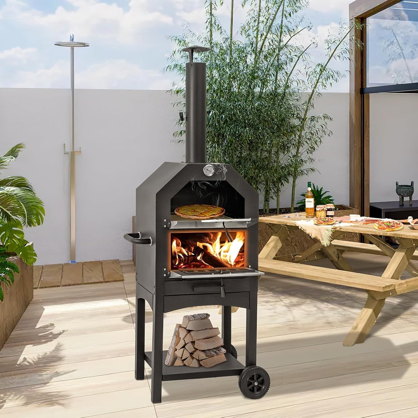 YODOLLA Outdoor Wood Fired BBQ Pizza Maker