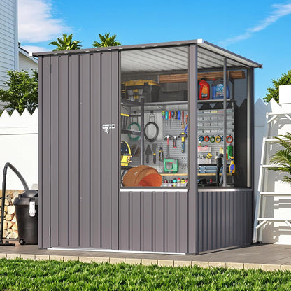 YODOLLA 5x5ft Metal Garden Shed Outdoor Storage with Mesh Window