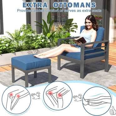 YODOLLA 7-Piece Aluminium Garden Furniture Set, 9 Seater Conversational Corner Sofa