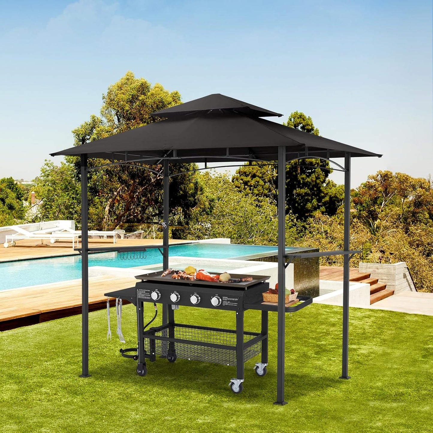 YODOLLA 2.5m Double-Tier BBQ Gazebo Grill Canopy