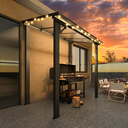YODOLLA 2.4 x 1.5m Wall-Mounted Metal Hardtop Gazebo