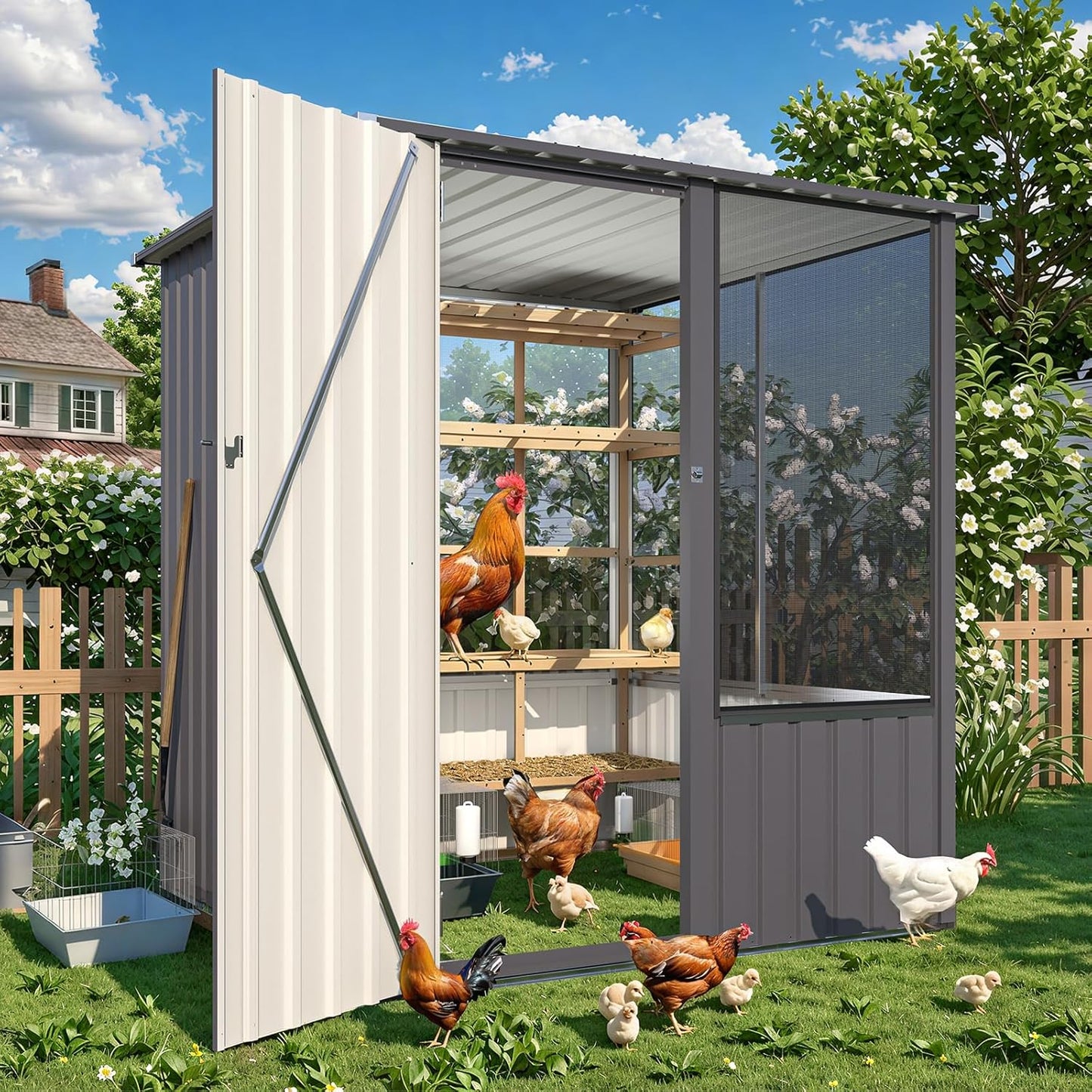 YODOLLA 5x5ft Metal Garden Shed Outdoor Storage with Mesh Window