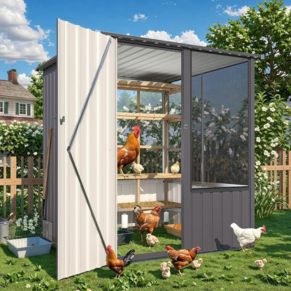YODOLLA 5x5ft Metal Garden Shed Outdoor Storage with Mesh Window