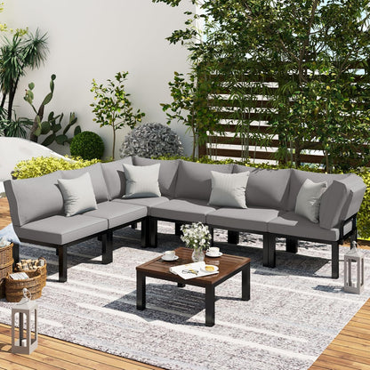 YODOLLA Outdoor Patio Furniture Set, 7 Piece Sectional Corner Sofa Set
